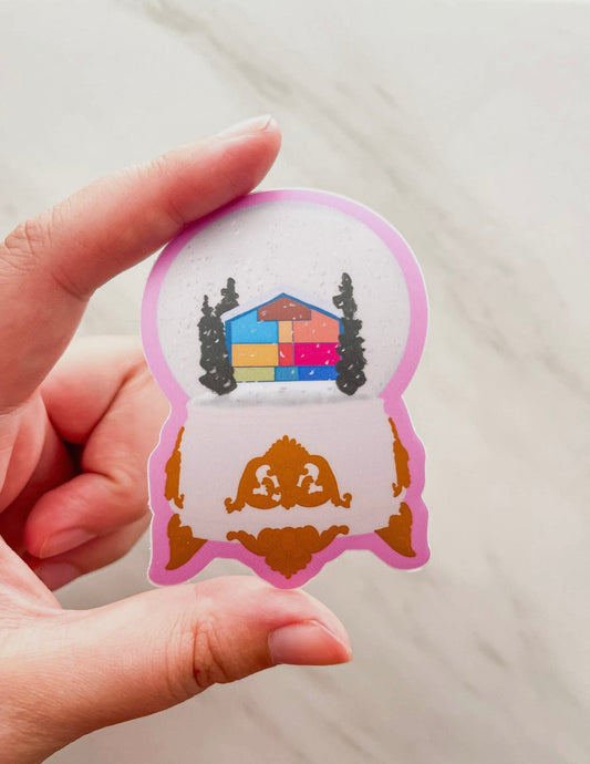 Lover house snow globe ornament and sticker combo